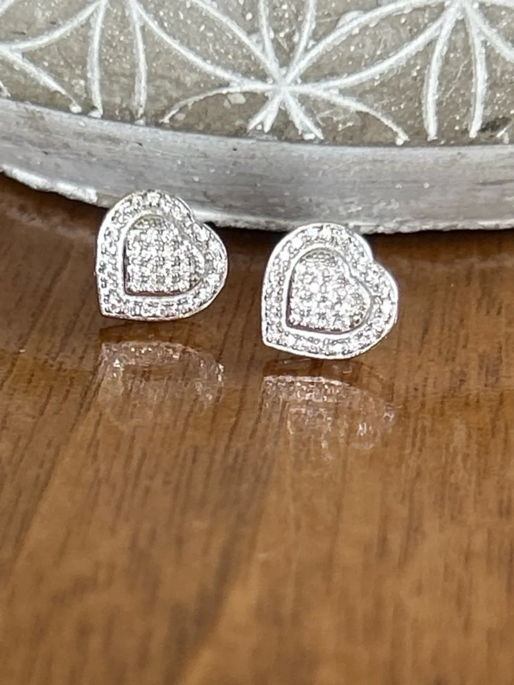 Sterling Silver Heart Moissanite Stud Earrings